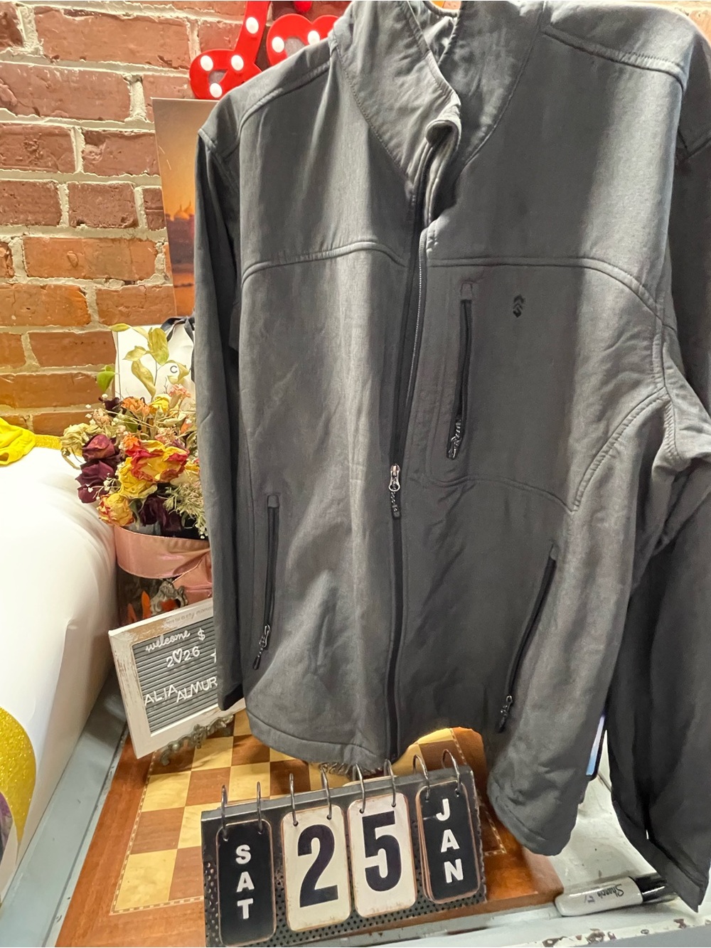 Free Country Men's Charcoal Gray Lightweight Full-Zip Jacket